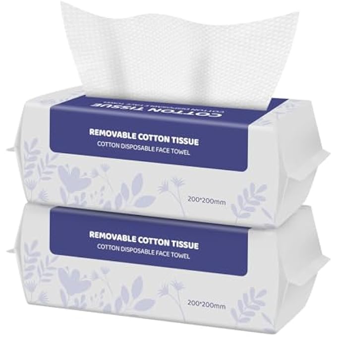 Mcherry DISPOSABLE FACE CLOTHS FOR WASHING, 100% COTTON FACIAL WIPES, TOWEL LINT FREE, SOFT DRY WIPE FACIAL TISSUE, FOR CLEANING MAKEUP REMOVING OFFICE OUTDOOR (WHITE, 20 * 20 * 2PCS) - Image 1